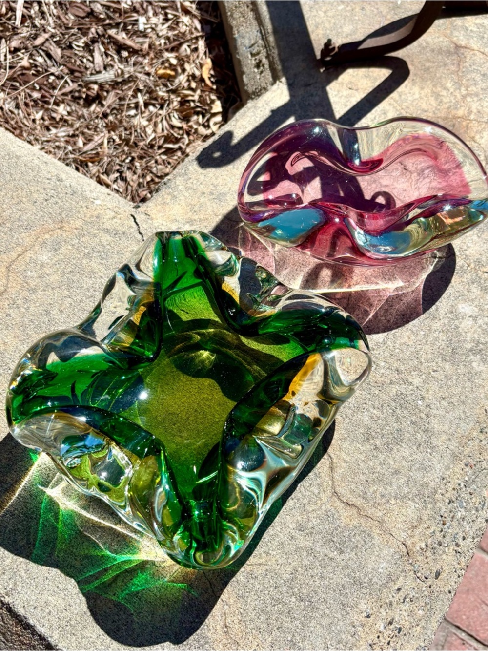 2 vintage Murano Sommerso ashtrays